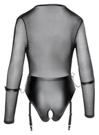 Ouvert Body mit Strapsen und Handfesseln - Schwarz