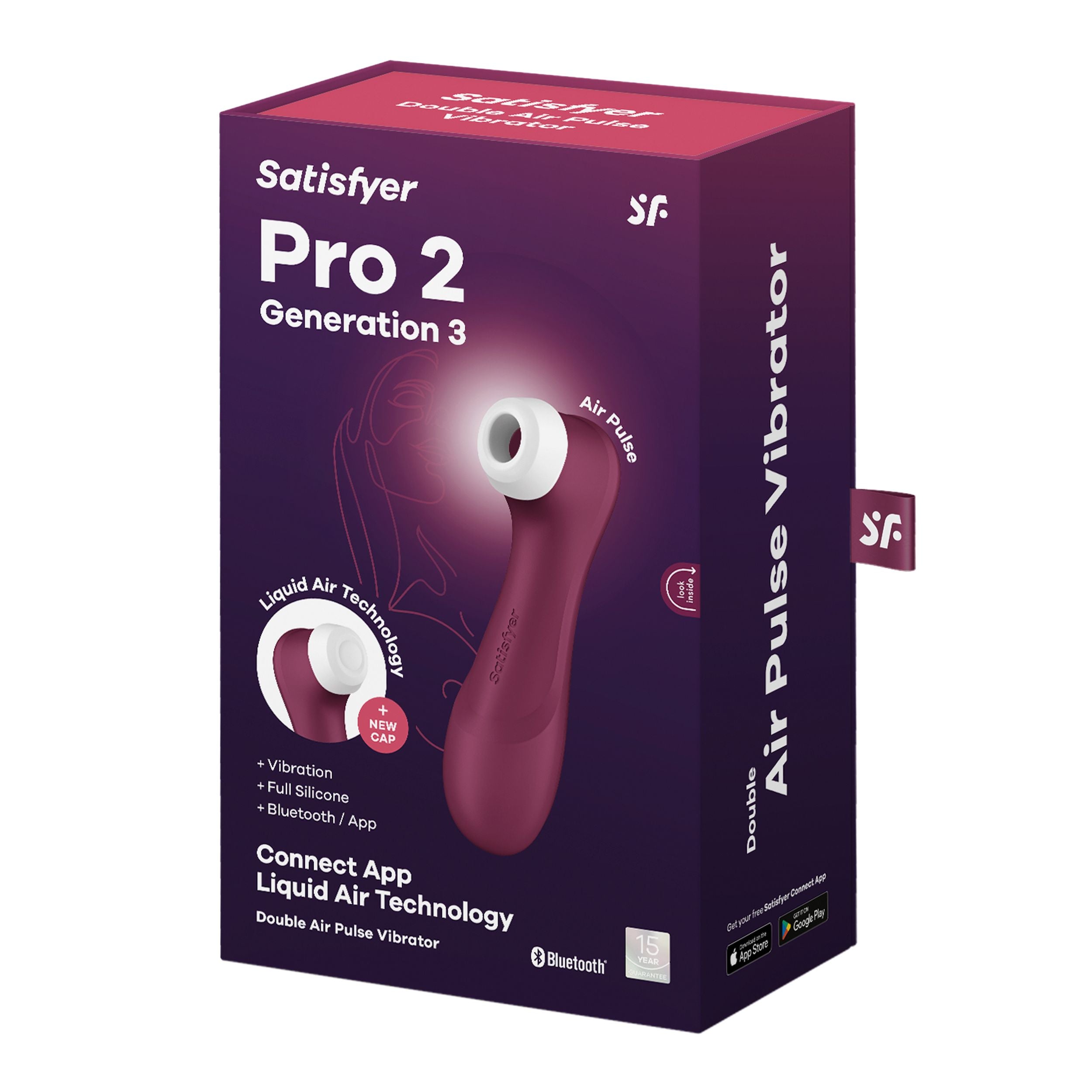 Satisfyer - Pro 2 Generation 3 App Controlled Klitoris-Stimulator - Weinrot