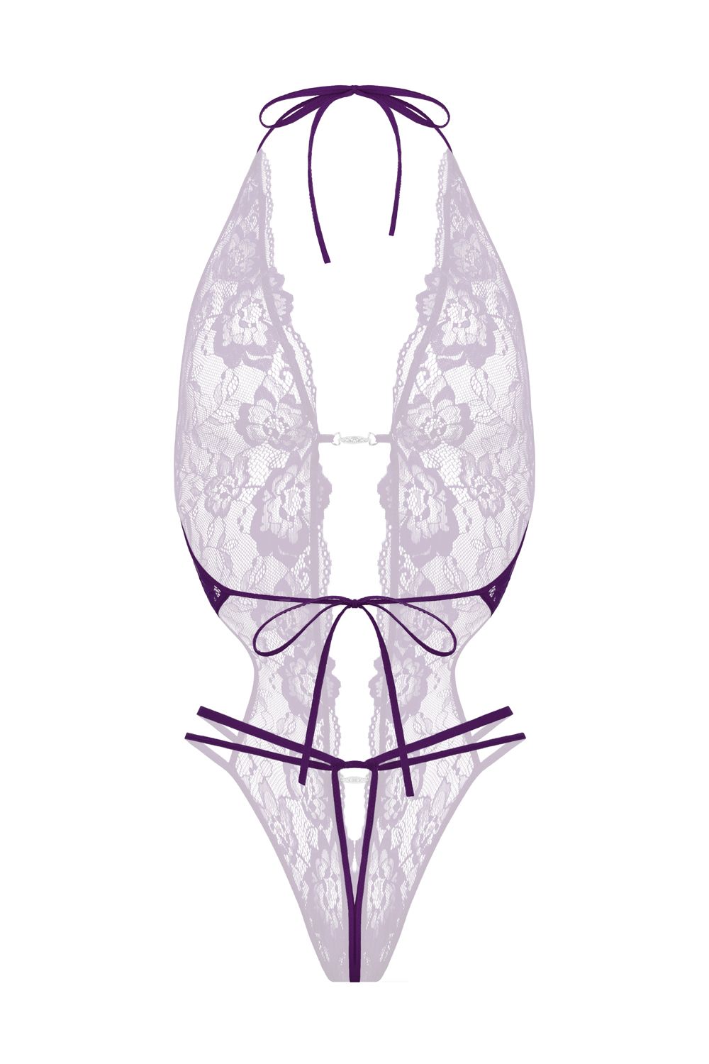 Christine - Renee Spitzen-Tanga-Bodysuit - Lila