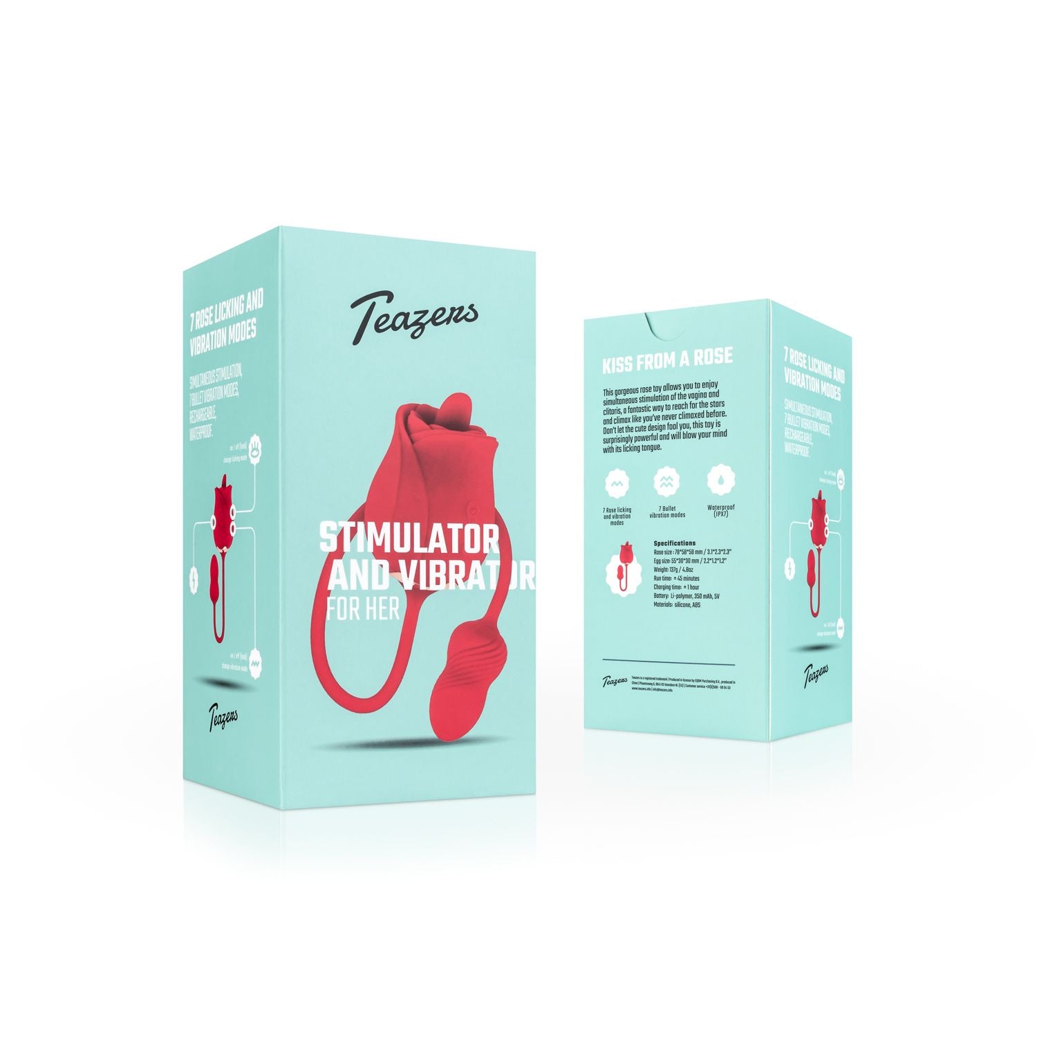 Teazers - Rosen-Vibrator mit Klitoris-Stimulator - 2 Unabhängige Motoren
