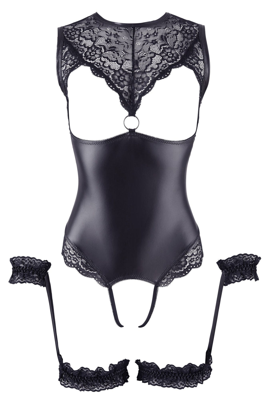 Wetlook-Body mit offenem Schritt