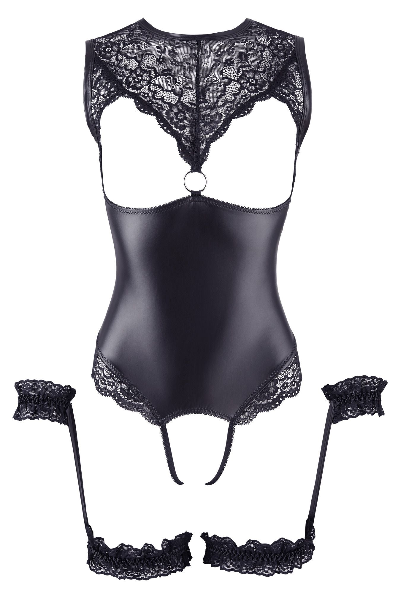 Wetlook-Body mit offenem Schritt