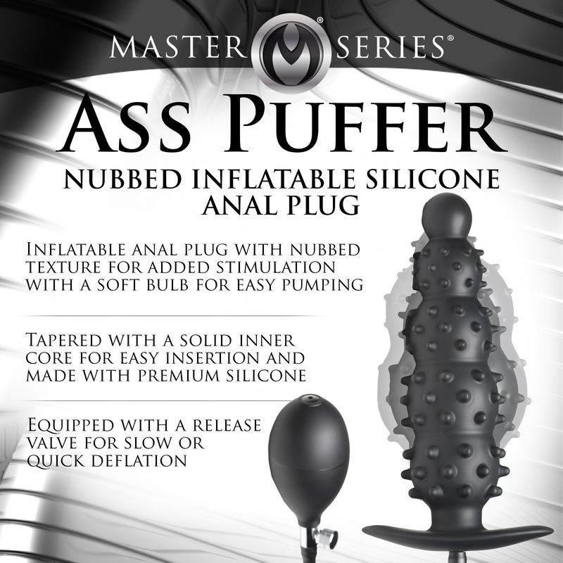 Master Series - Gerippter aufblasbarer Analdildo - Schwarz