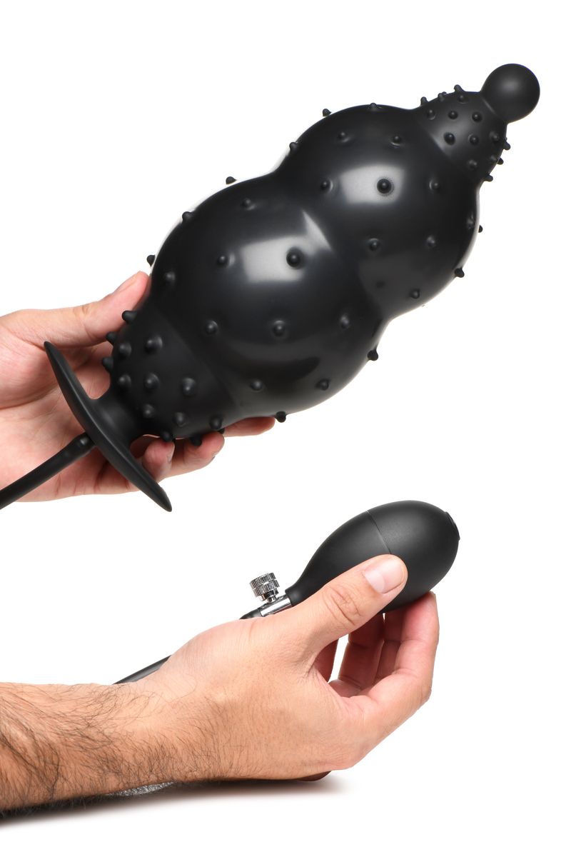 Master Series - Gerippter aufblasbarer Analdildo - Schwarz