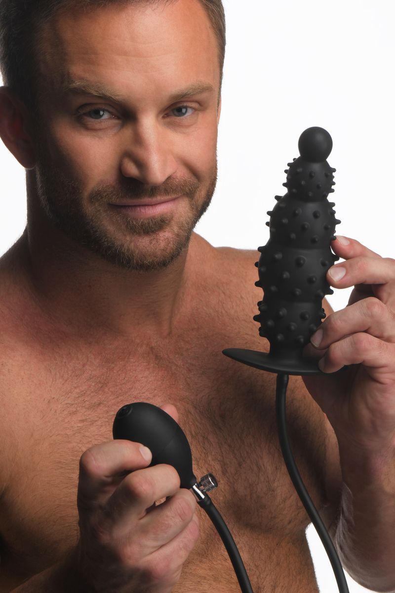 Master Series - Gerippter aufblasbarer Analdildo - Schwarz