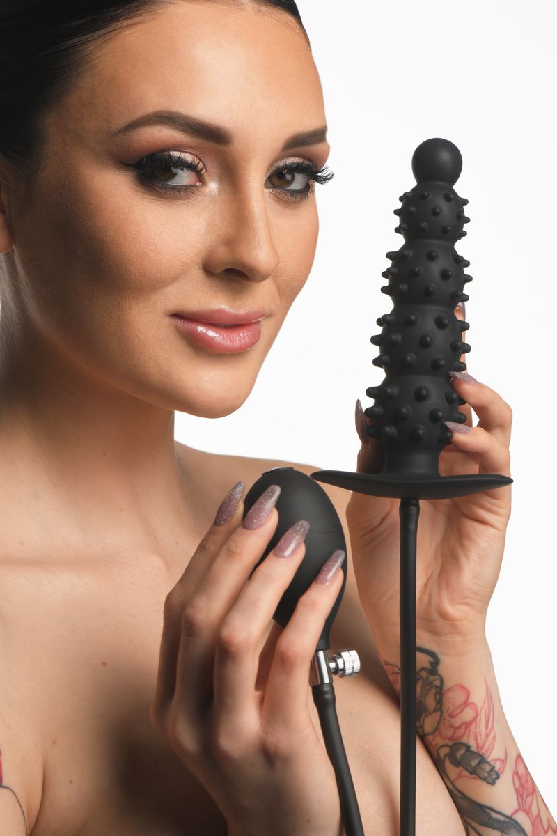 Master Series - Gerippter aufblasbarer Analdildo - Schwarz