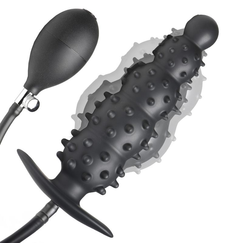 Master Series - Gerippter aufblasbarer Analdildo - Schwarz