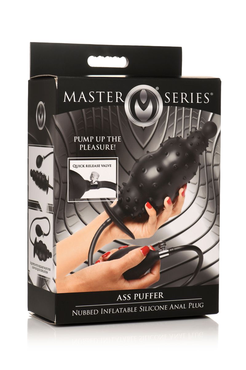 Master Series - Gerippter aufblasbarer Analdildo - Schwarz