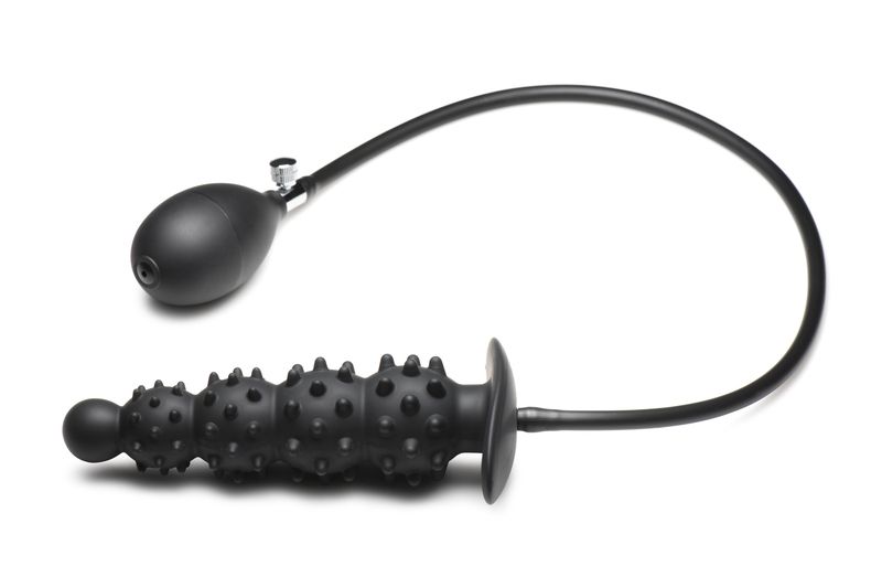 Master Series - Gerippter aufblasbarer Analdildo - Schwarz