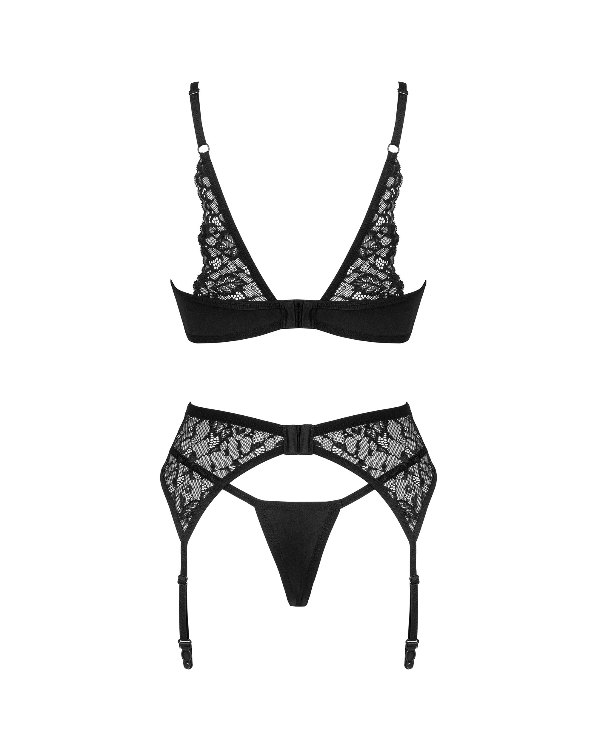 Obsessive - Bellastia 3-teiliges BH-Set - Schwarz