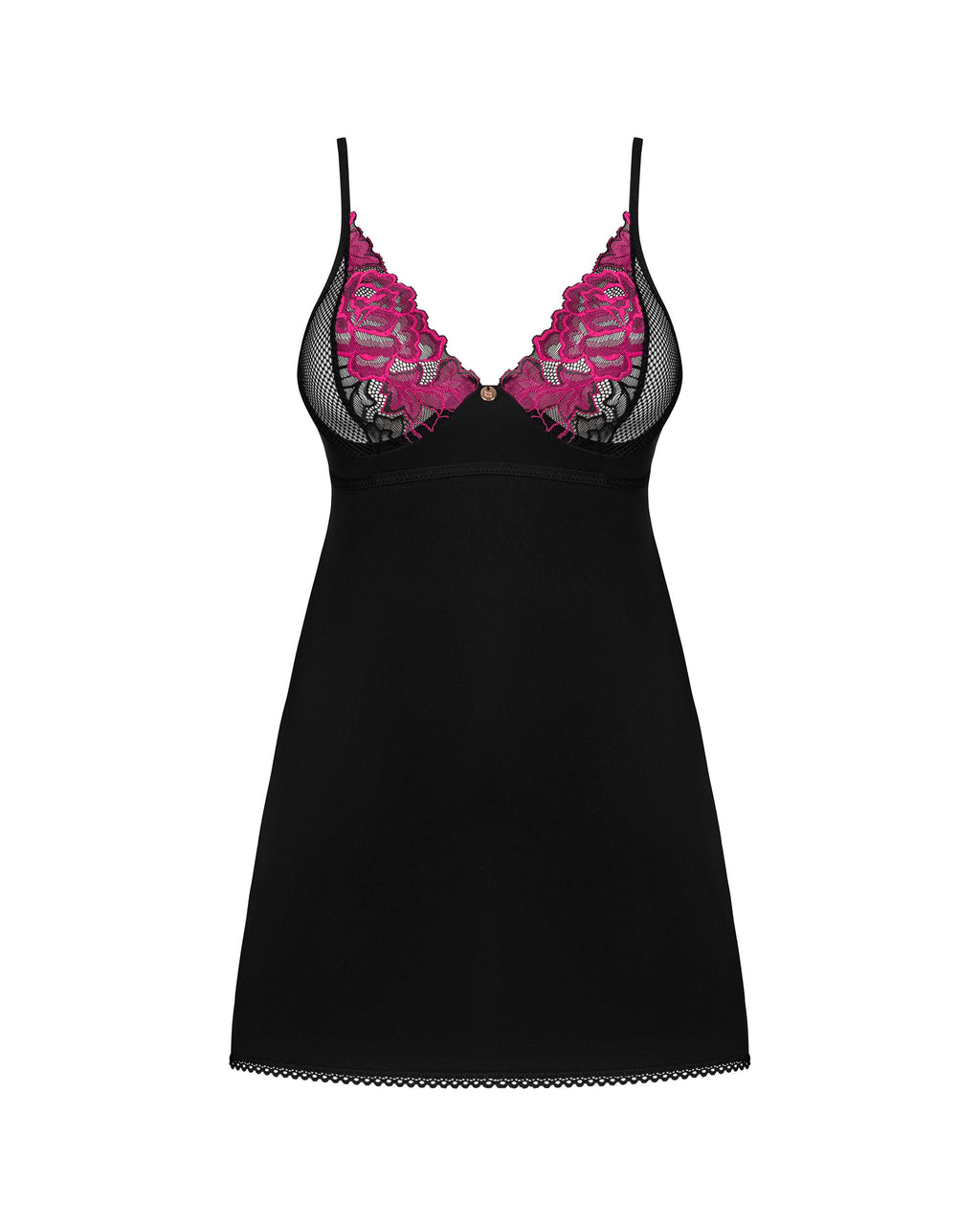 Obsessive - Rosenty Babydoll & String - Schwarz/Lila