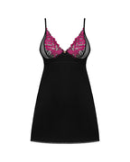 Obsessive - Rosenty Babydoll & String - Schwarz/Lila