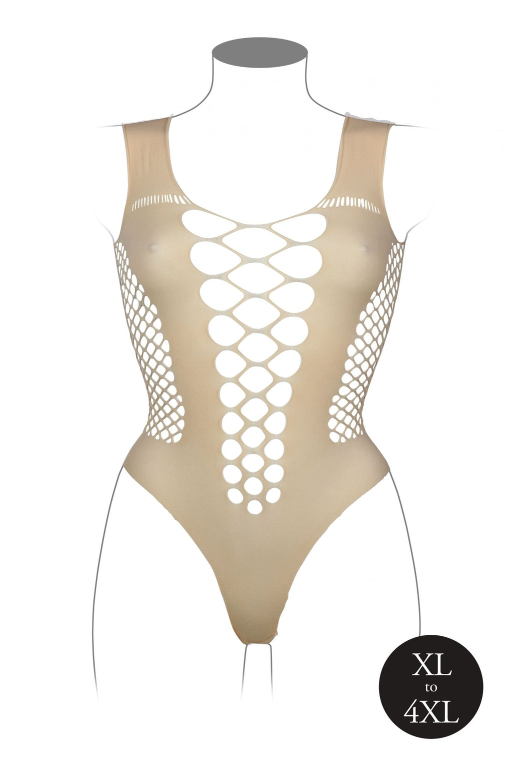V-Ausschnitt Teddy Mit Offenen Streifen - Beige
