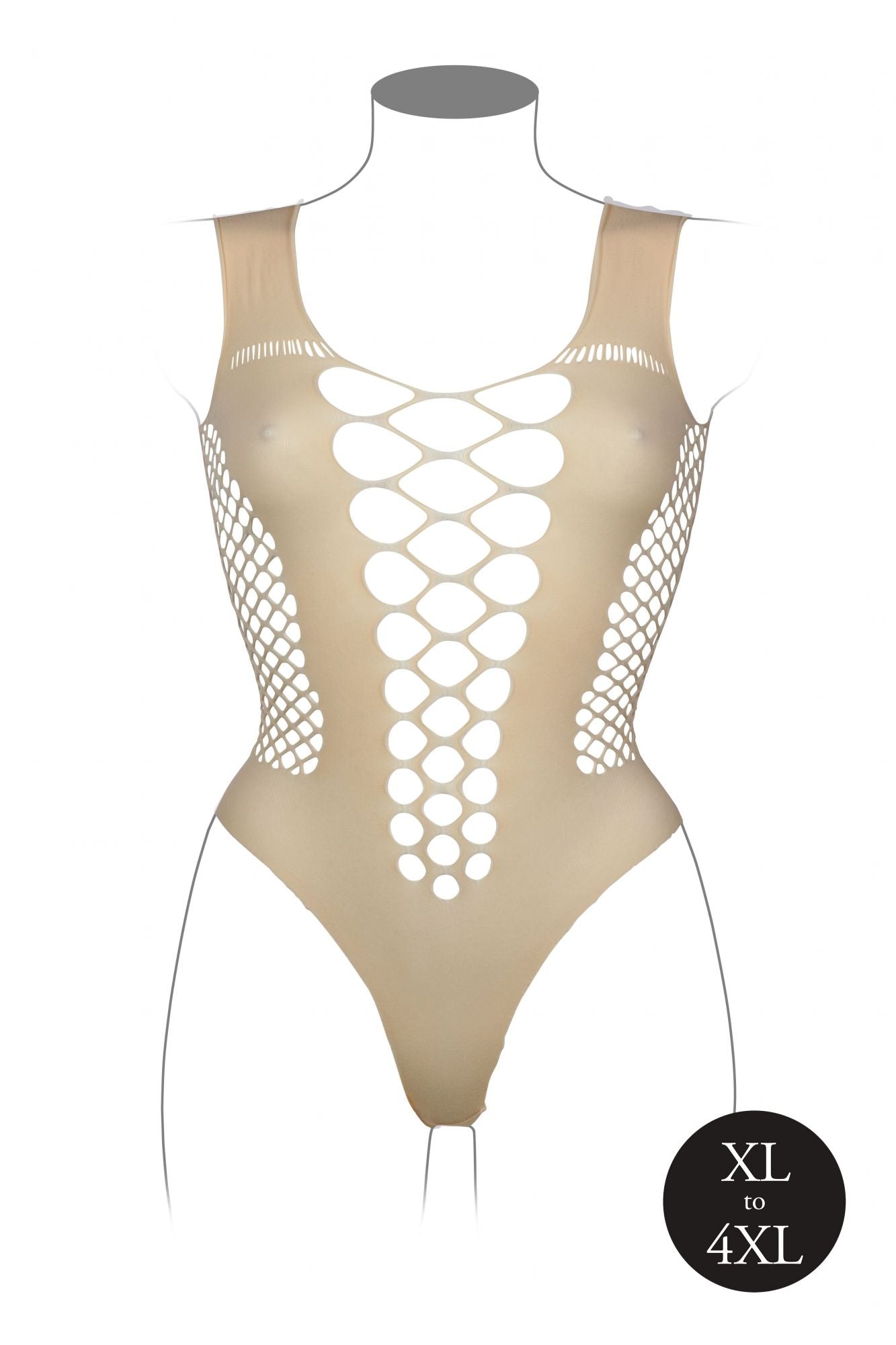 V-Ausschnitt Teddy Mit Offenen Streifen - Beige