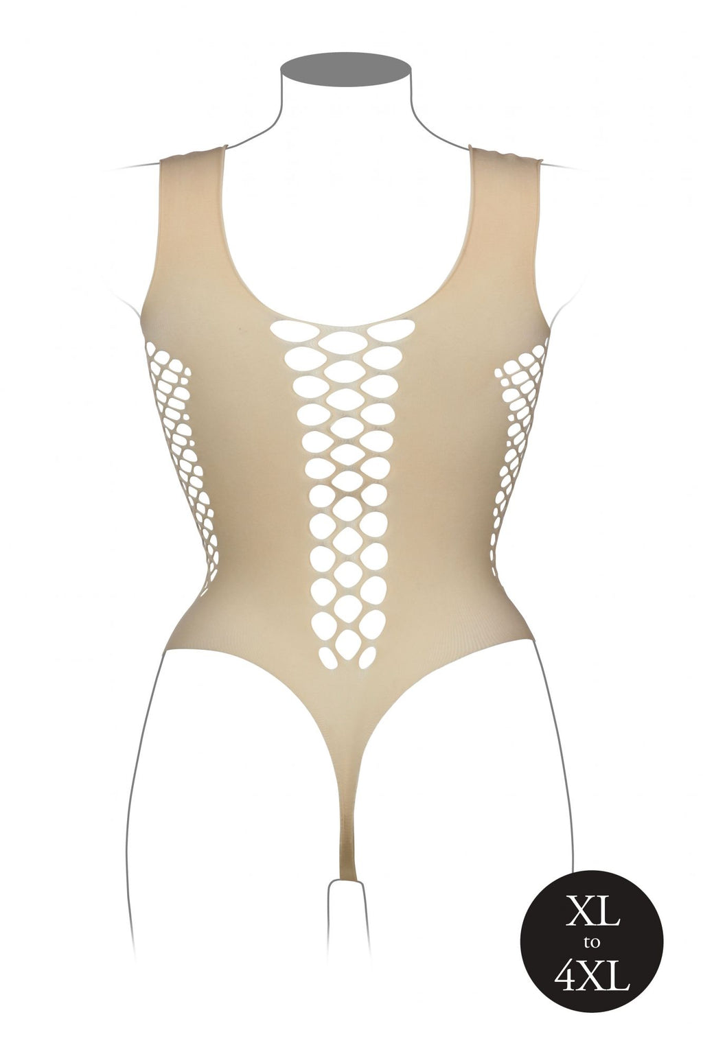 V-Ausschnitt Teddy Mit Offenen Streifen - Beige