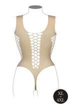 V-Ausschnitt Teddy Mit Offenen Streifen - Beige