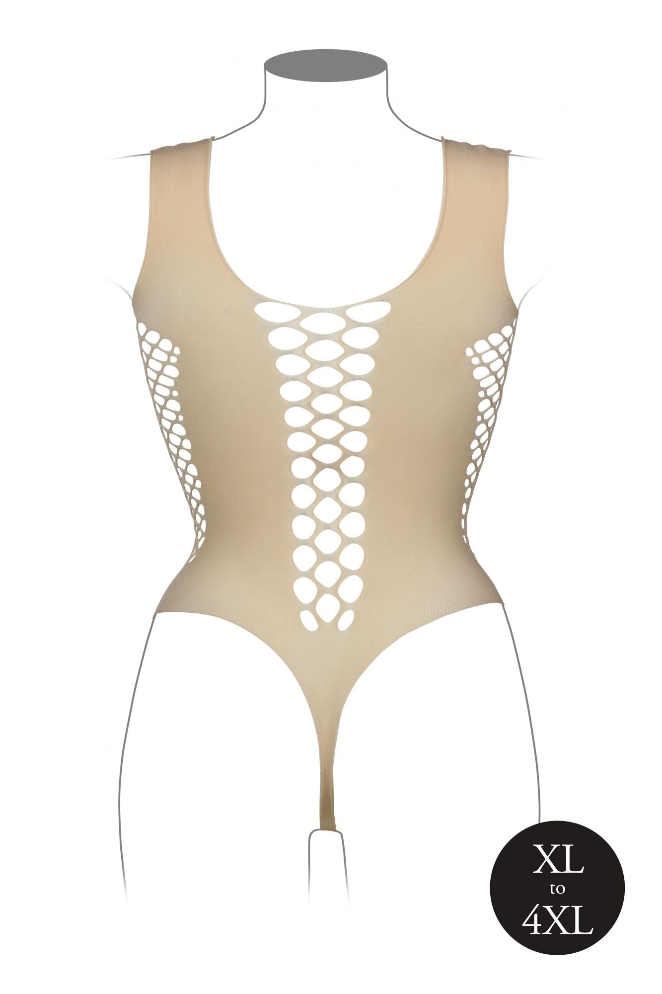 V-Ausschnitt Teddy Mit Offenen Streifen - Beige
