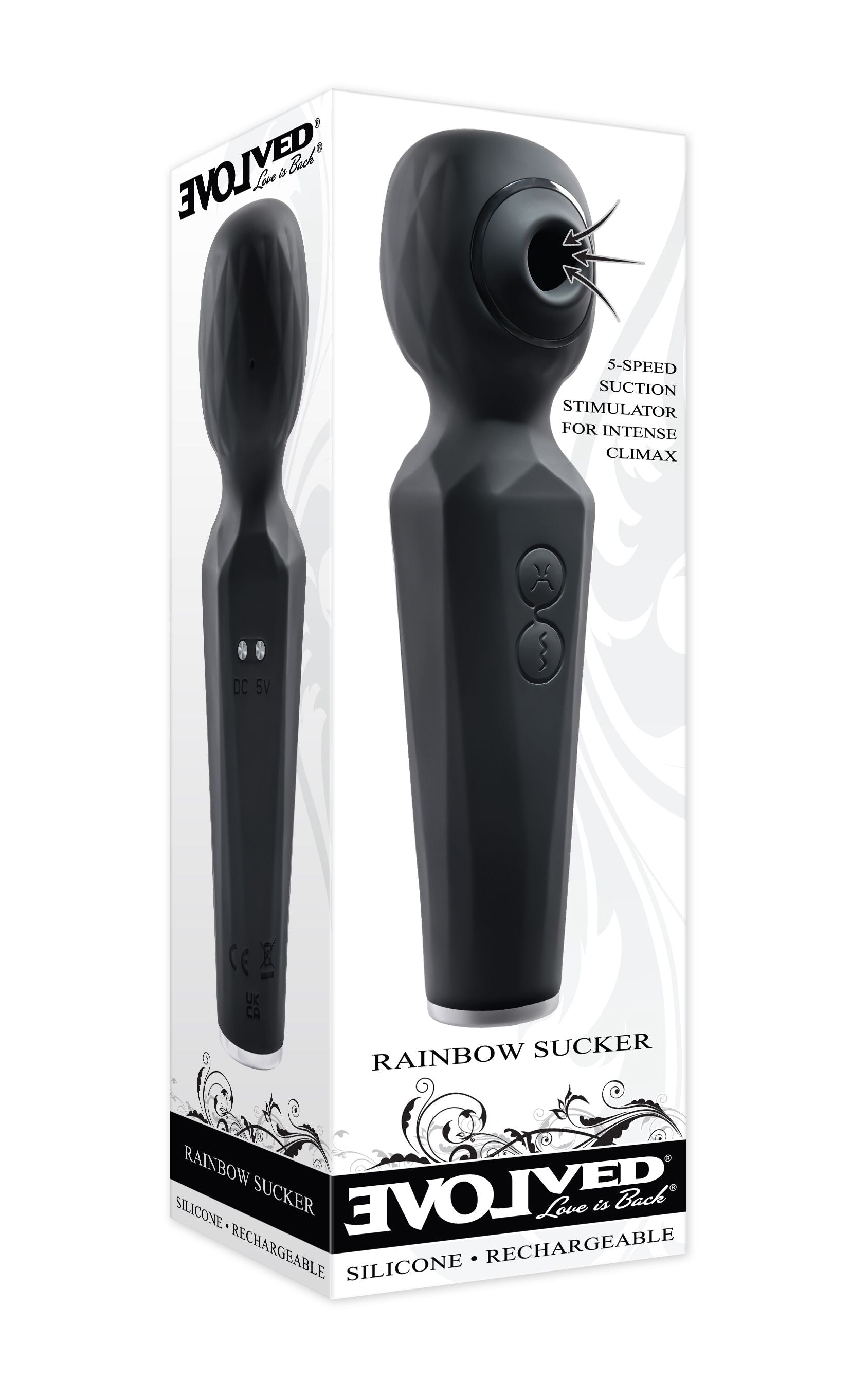 Evolved - Rainbow Sucker Wand Vibrator mit Luftdruckstimulation - Schwarz