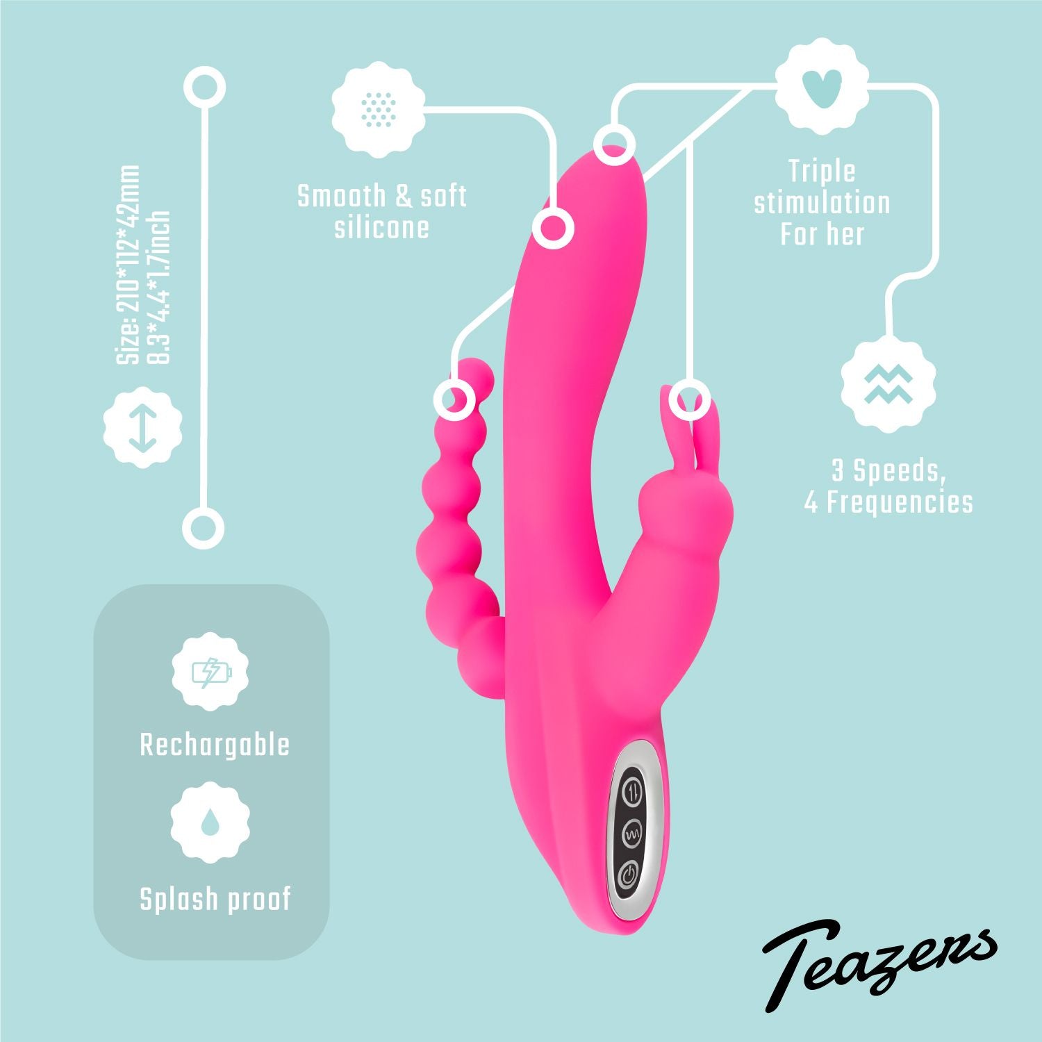 Teazers - Doppelter Rabbit-Vibrator - Rosa