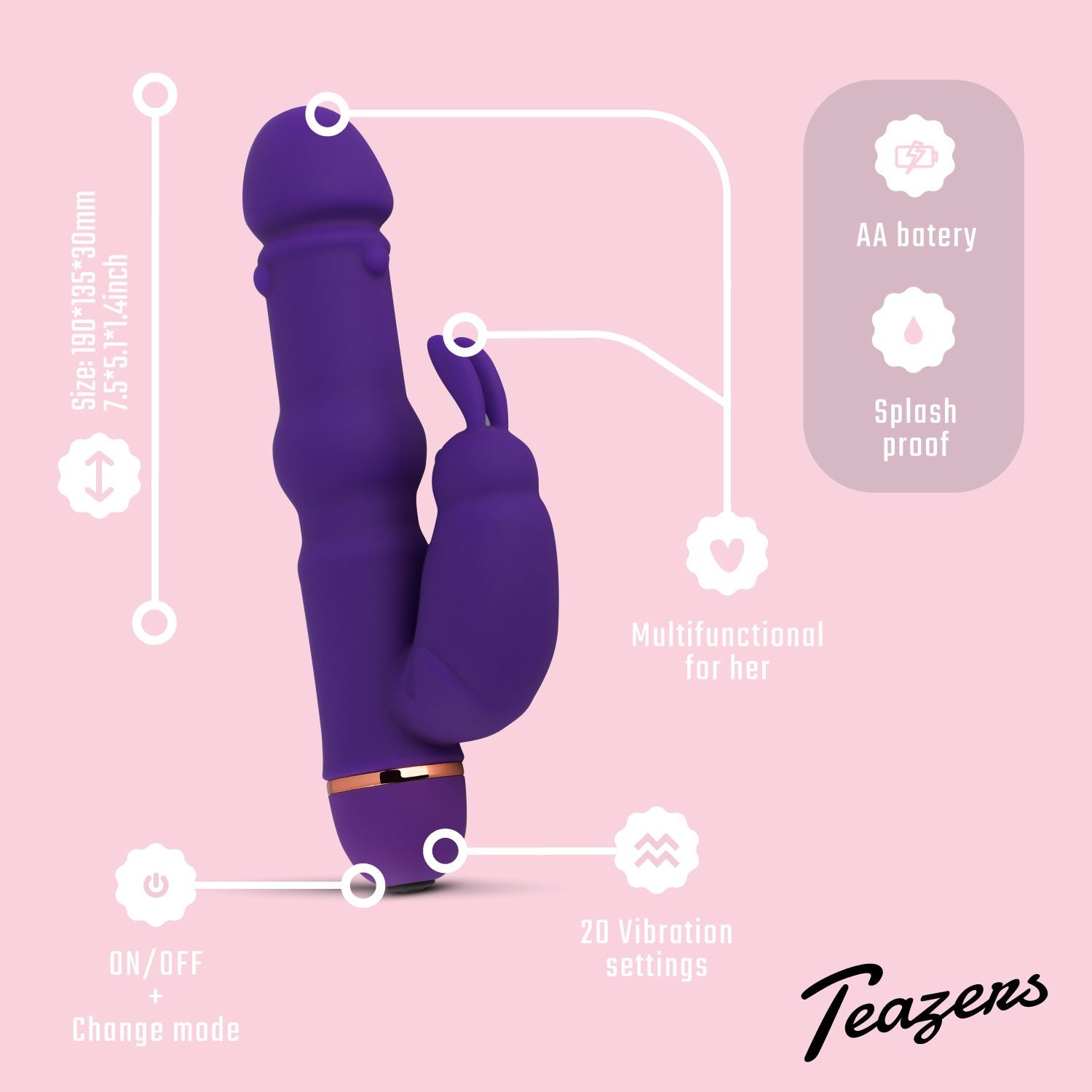 Teazers - Silikon Rabbit Vibrator - Lila