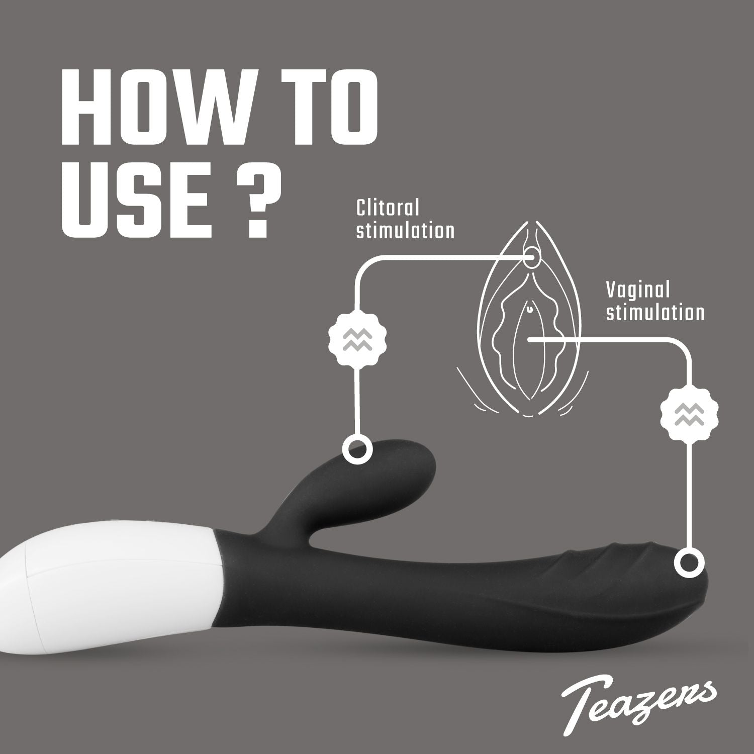 Teazers - Tarzan Vibrator mit G-Punkt und Klitoris Stimulation - Schwarz