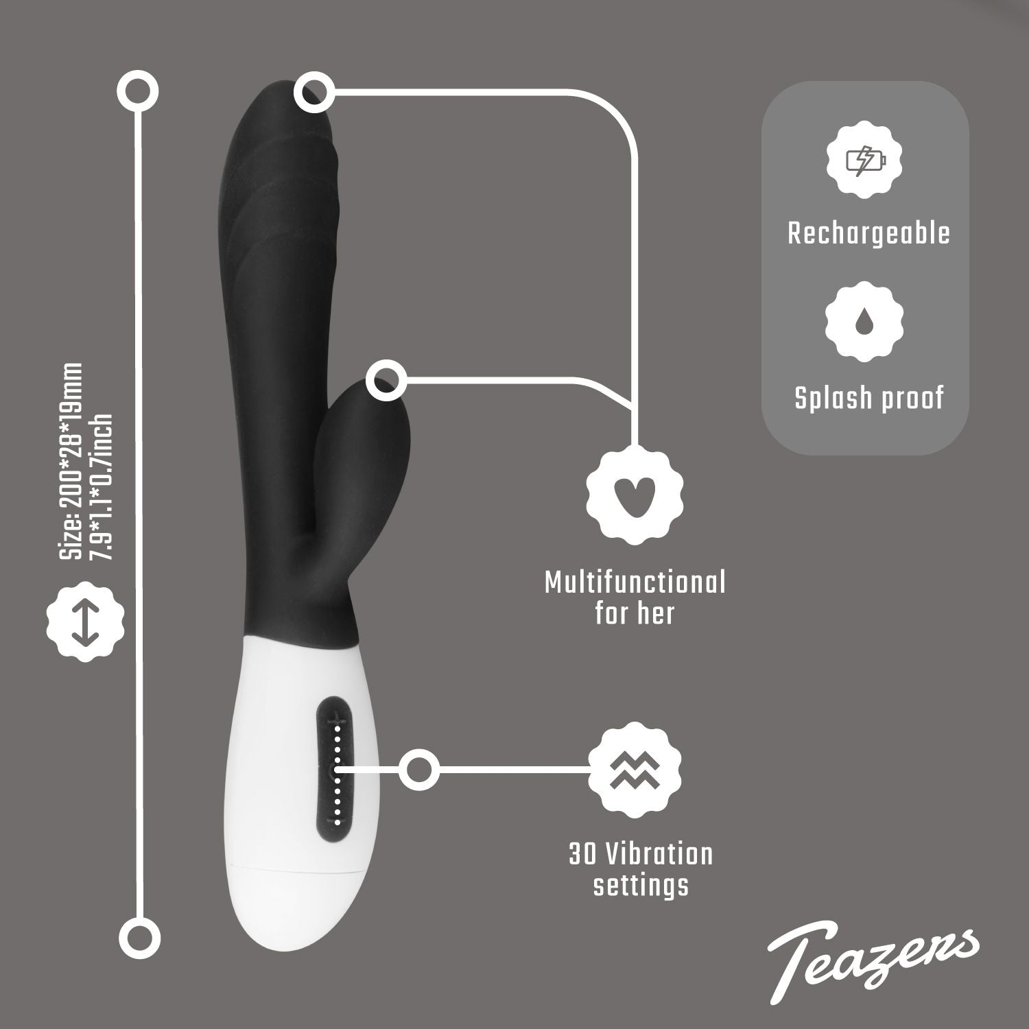Teazers - Tarzan Vibrator mit G-Punkt und Klitoris Stimulation - Schwarz