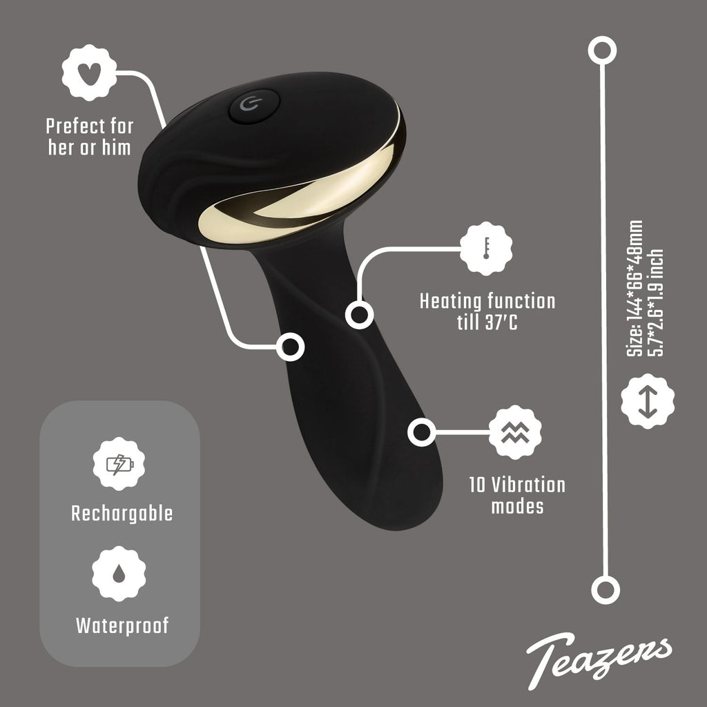 Teazers - Heat Of The Moment Buttplug Vibrator - Wärmefunktion Schwarz