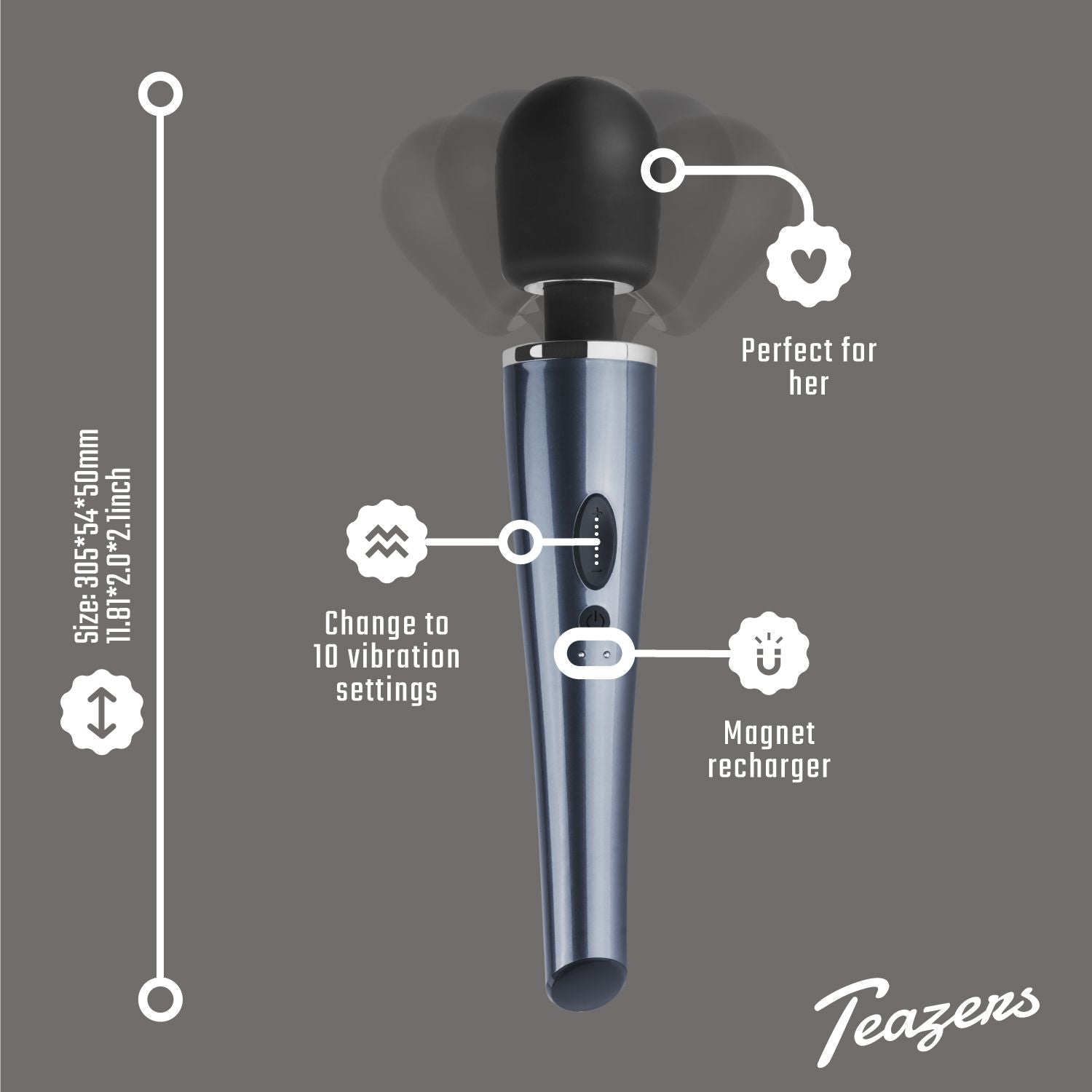 Teazers – Black Lightning Wand Vibrator – Schwarz