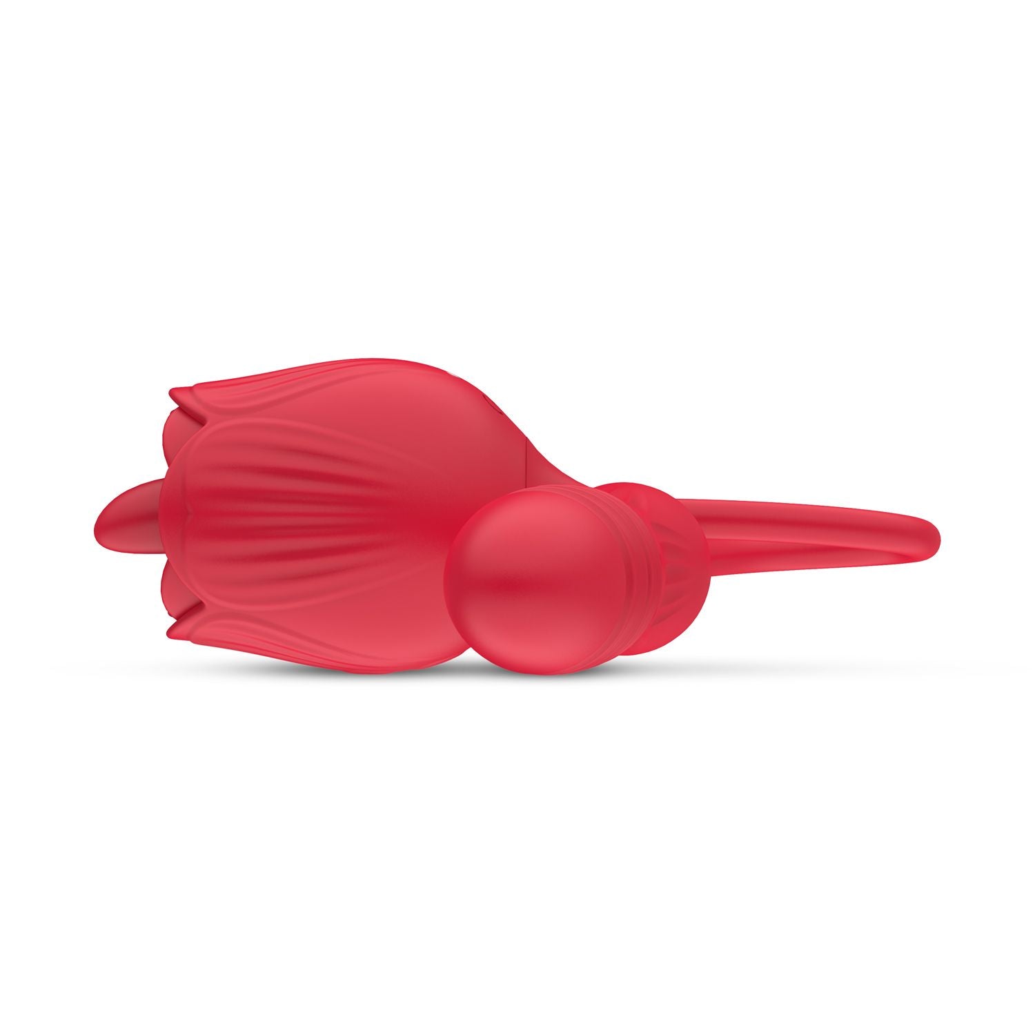 Teazers - Rosen-Vibrator mit leckendem Zungenaufsatz und stoßendem Dildo - Rot
