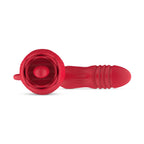 Teazers - Rosen-Vibrator mit leckendem Zungenaufsatz und stoßendem Dildo - Rot