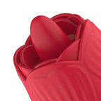 Teazers - Rosen-Vibrator mit leckendem Zungenaufsatz und stoßendem Dildo - Rot