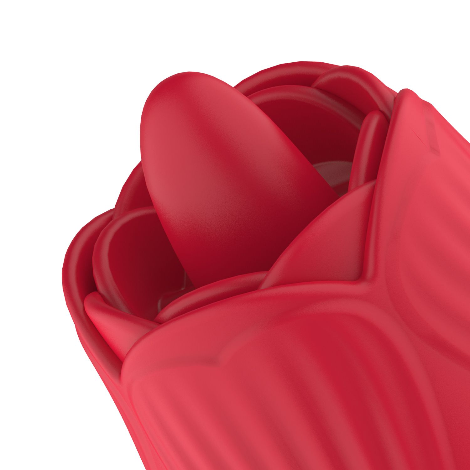 Teazers - Rosen-Vibrator mit leckendem Zungenaufsatz und stoßendem Dildo - Rot