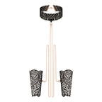 Rosy Gold - Spitzenmanschetten und Halsband - Schwarz