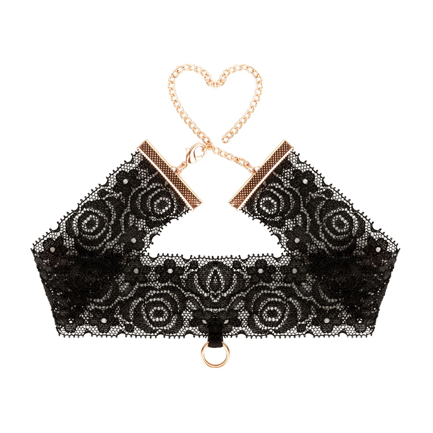 Rosy Gold - Spitzenmanschetten und Halsband - Schwarz