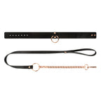 Rosy Gold - Halsband mit Leine - Schwarz