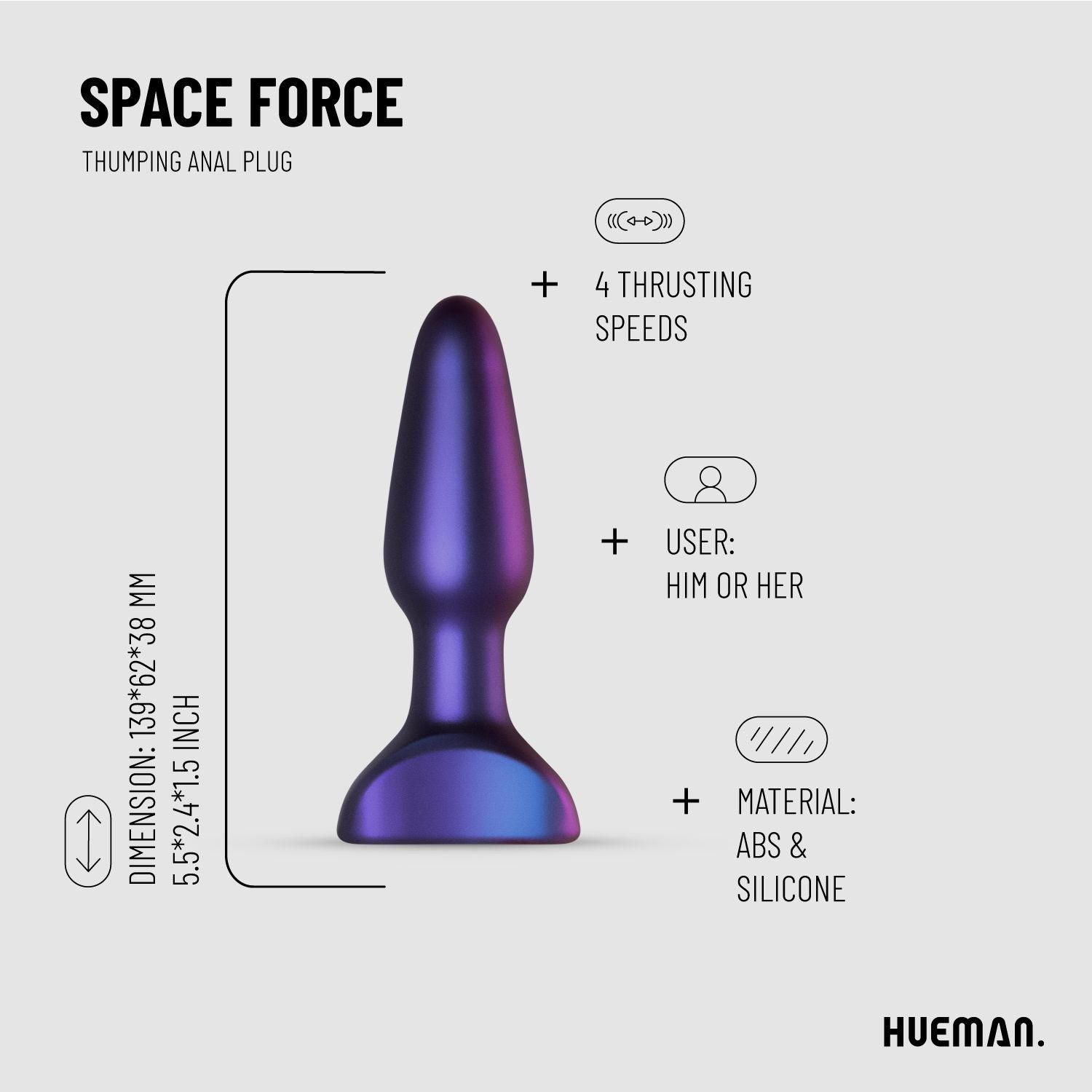 Hueman - Space Force Vibrator- und Stoß-Butt Plug