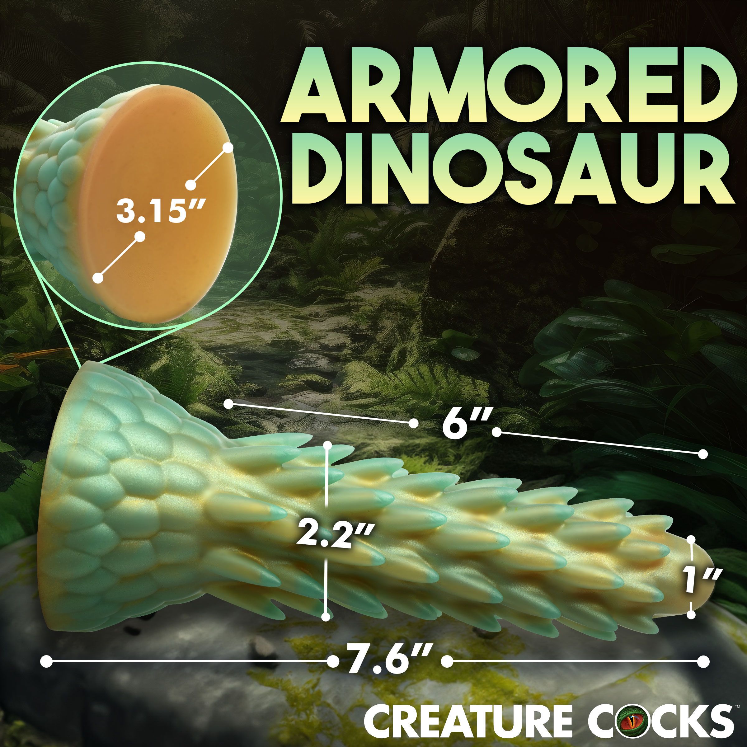 Stegosaurus Stacheliges Reptil Dildo - Grün