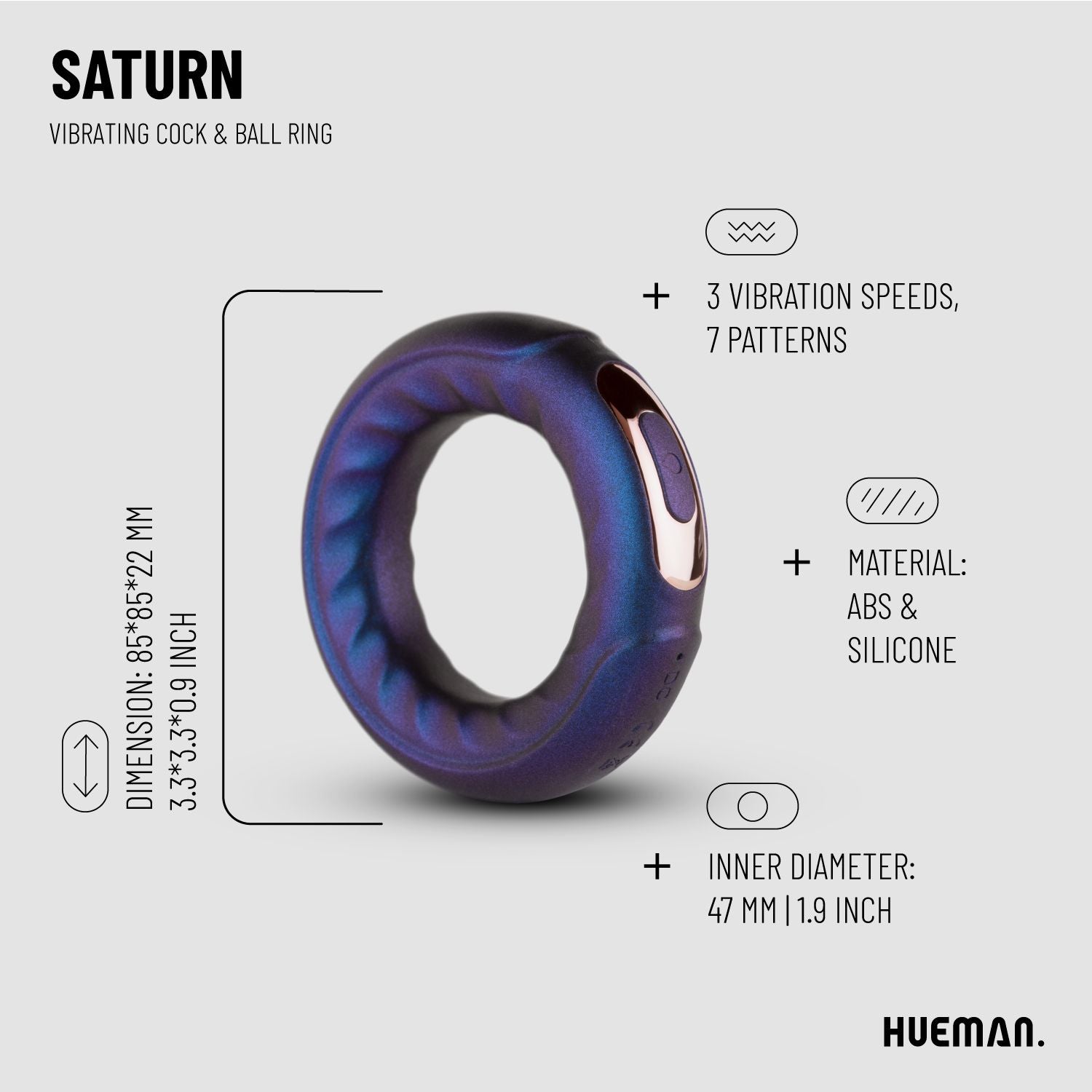 Hueman - Saturn Vibrierender Penis-/Hodenring