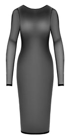 Cottelli Party - Transparentes Kleid mit langen Ärmeln - Schwarz