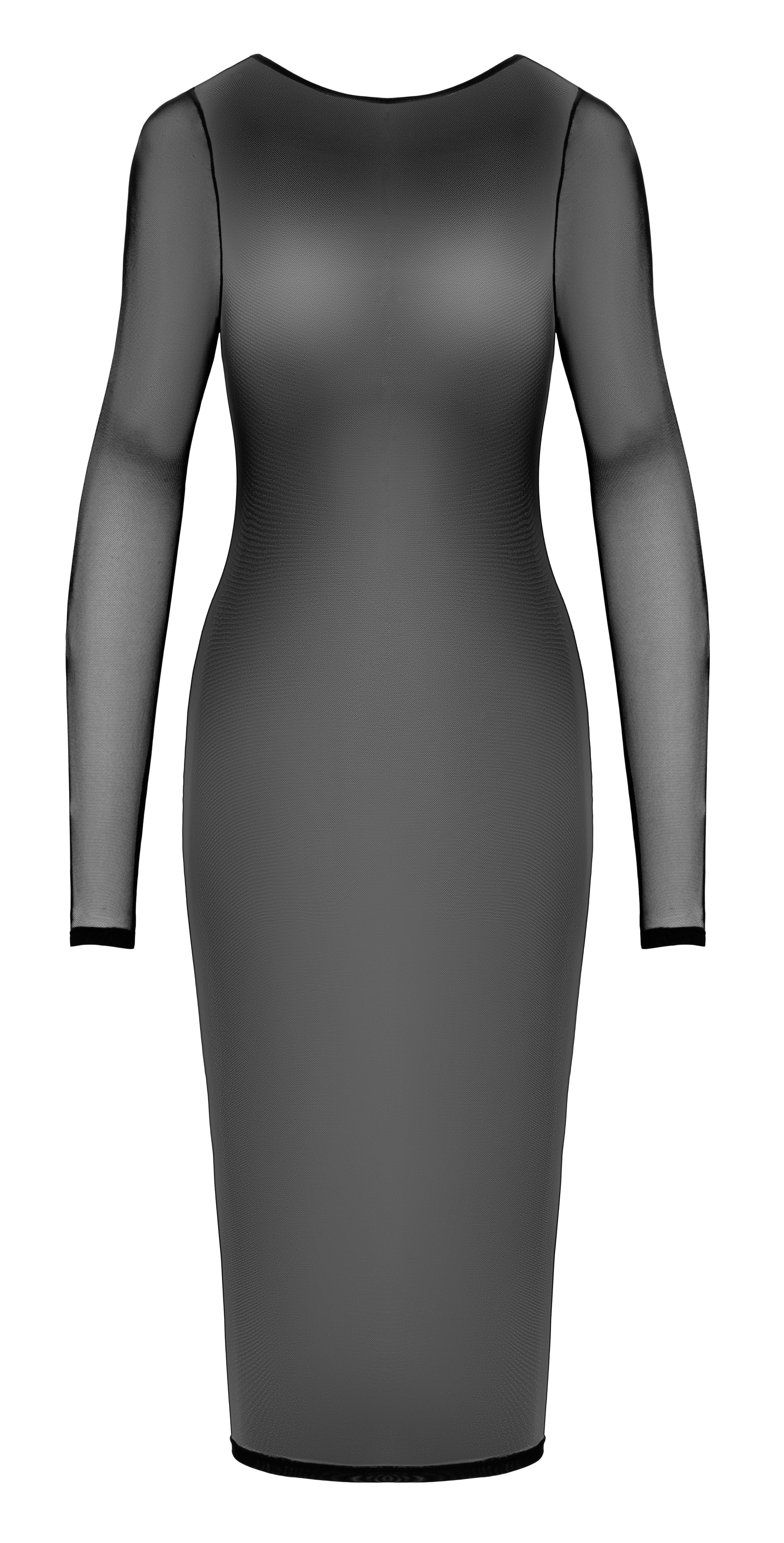 Cottelli Party - Transparentes Kleid mit langen Ärmeln - Schwarz
