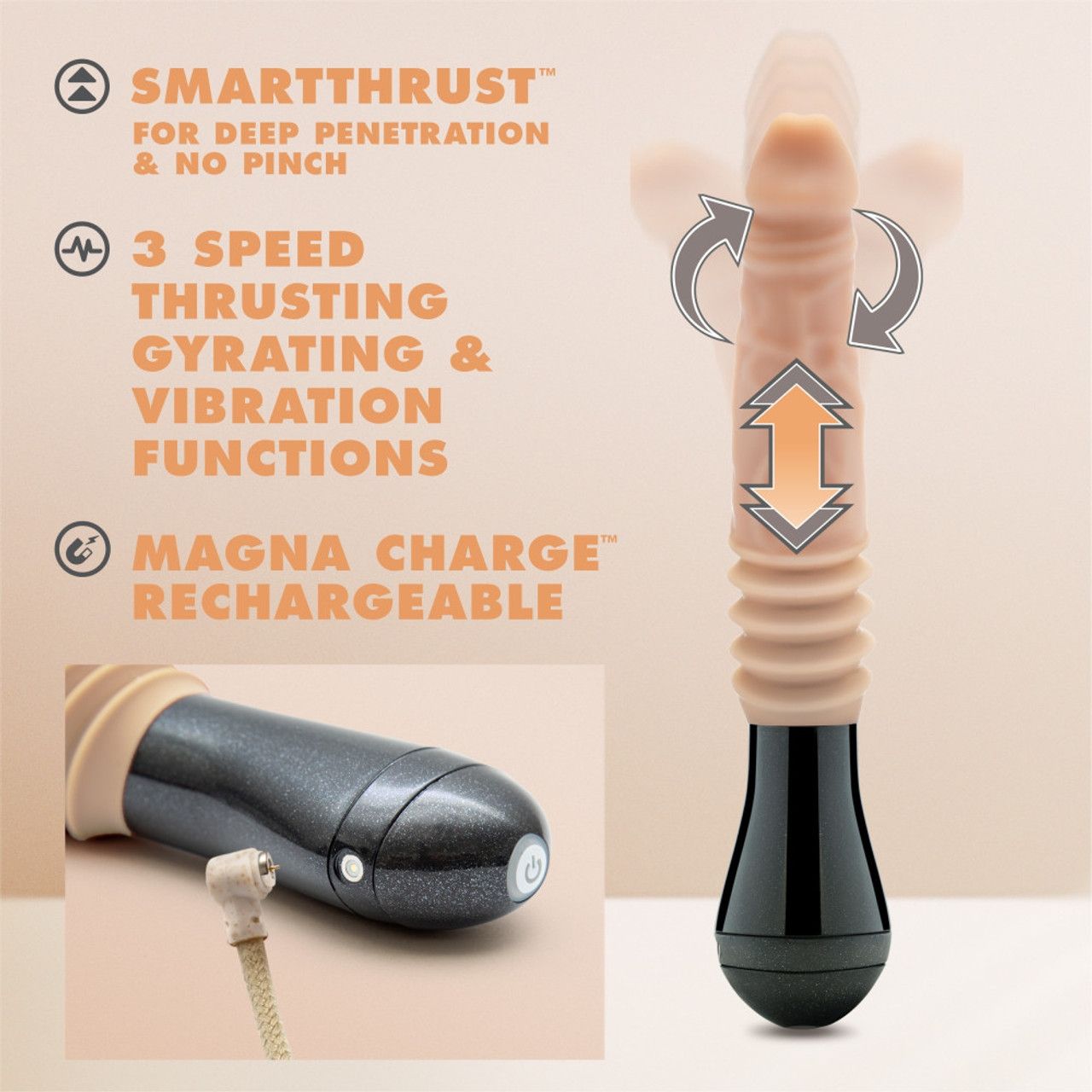 Dr. Skin Silicone - Dr. Knight Stoßender Vibrationsdildo - Beige