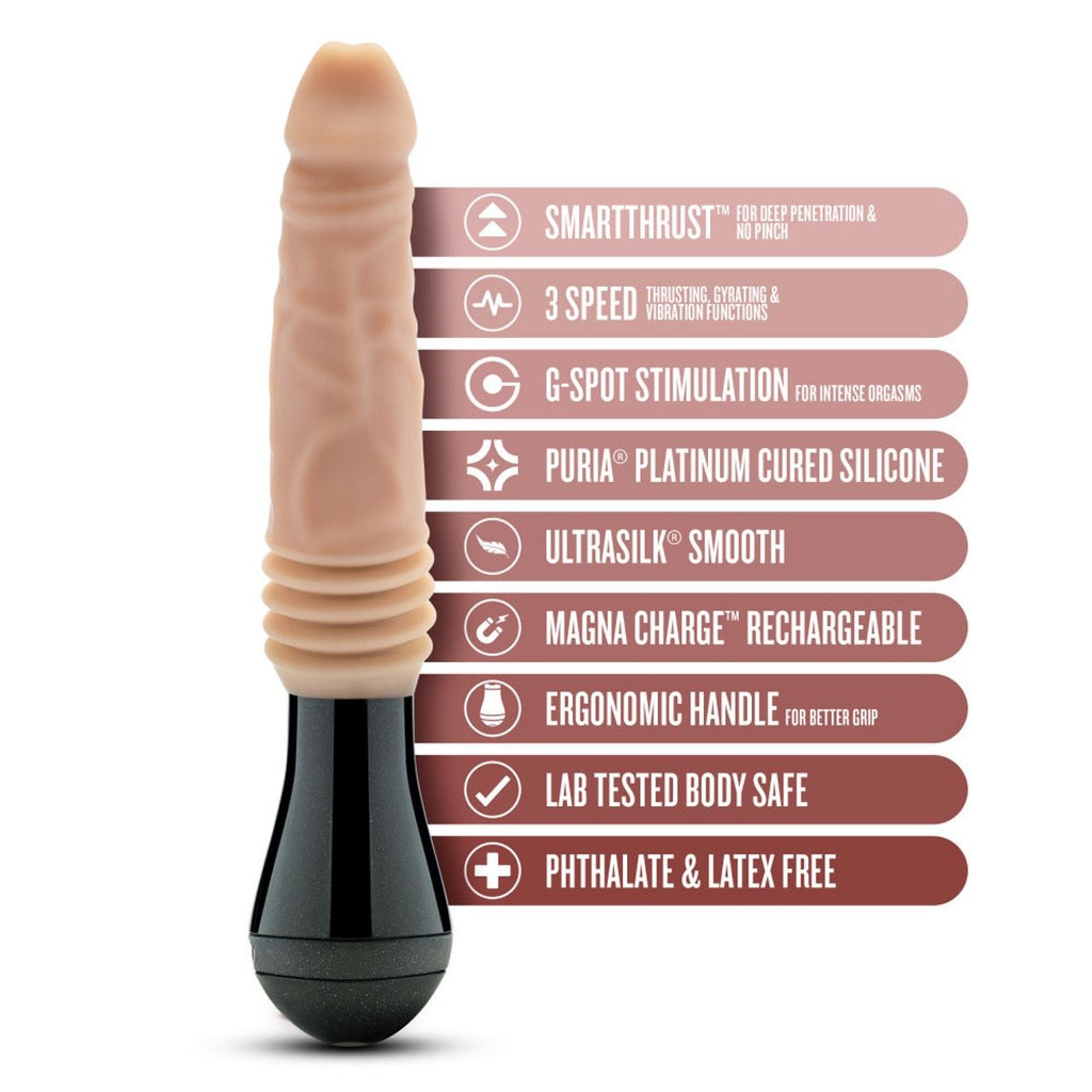 Dr. Skin Silicone - Dr. Knight Stoßender Vibrationsdildo - Beige