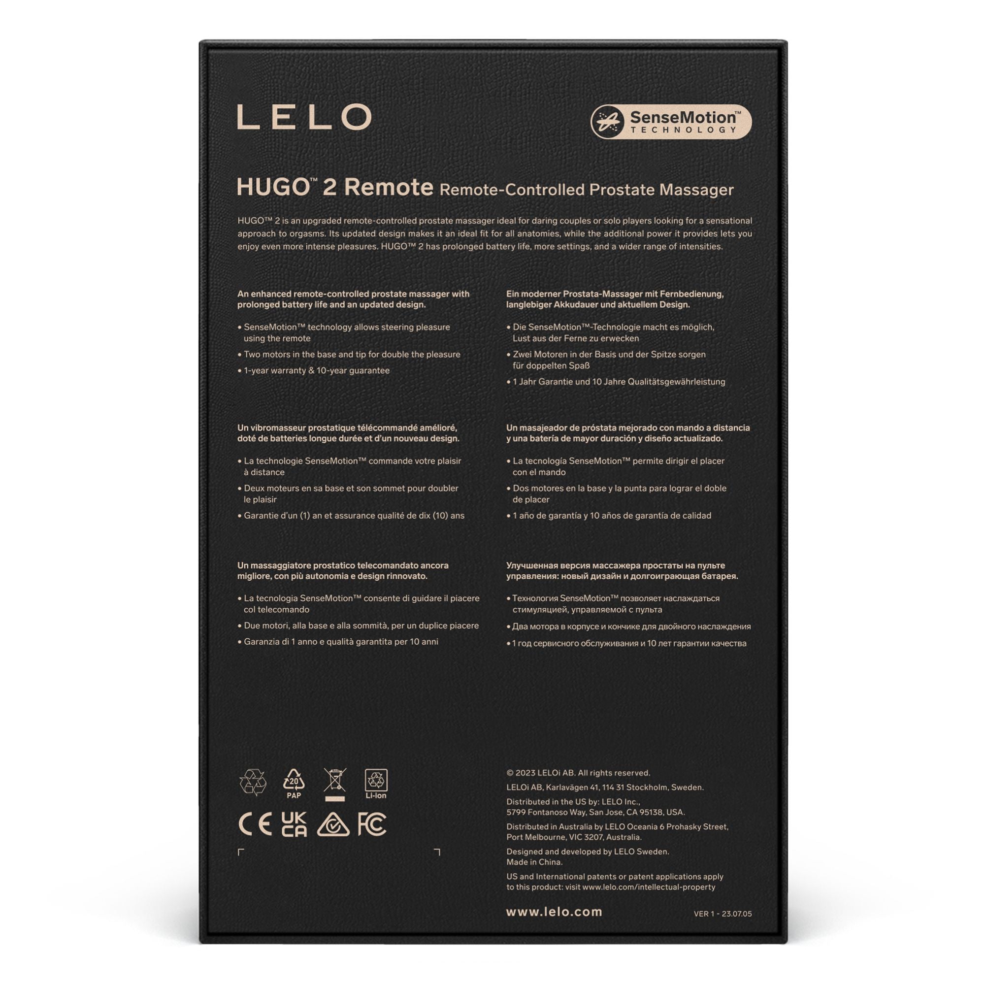 LELO - Hugo 2 Prostatavibrator mit Fernbedienung - Schwarz
