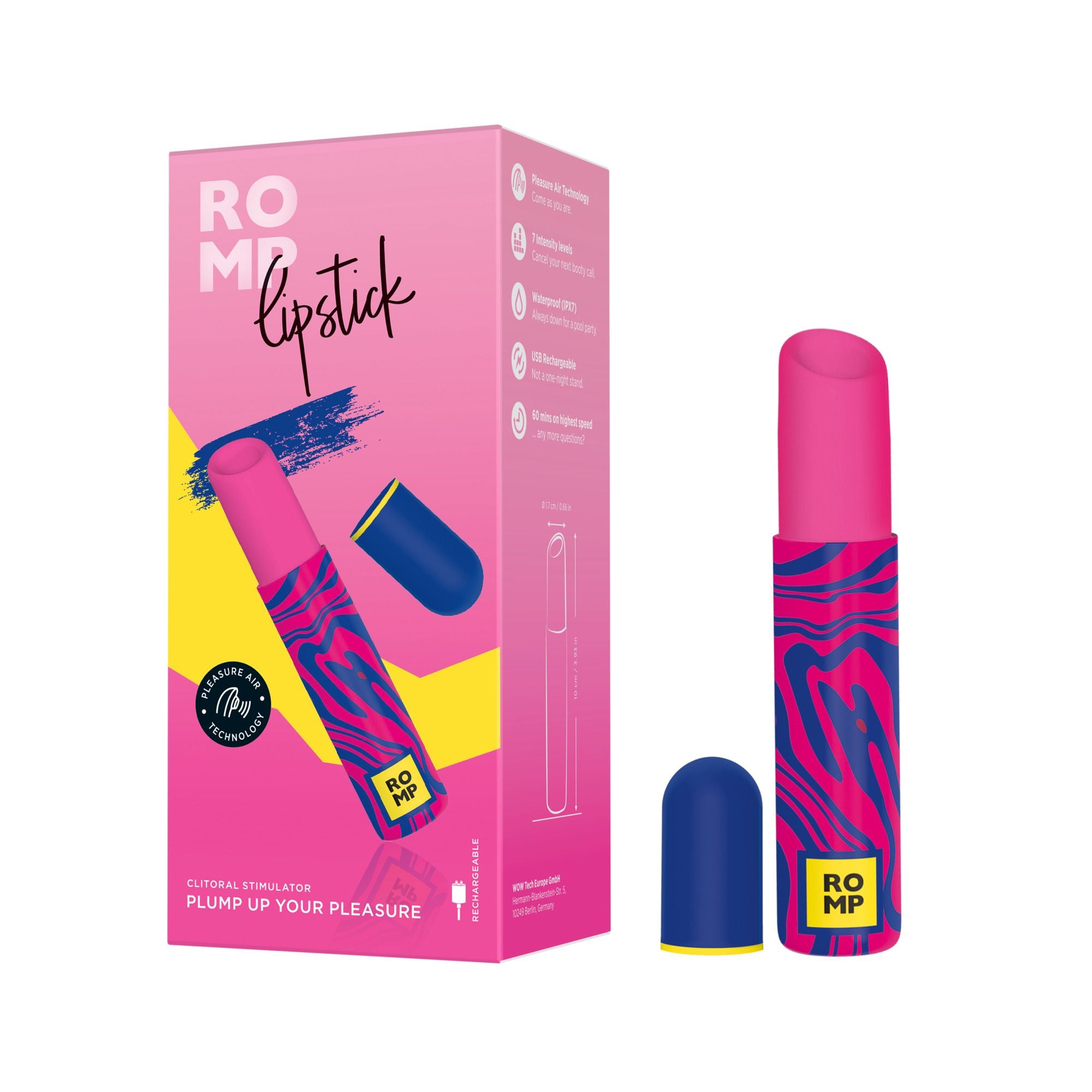 ROMP - Lipstick Klitoris-Stimulator mit Luftdrucktechnologie - Neon Pink
