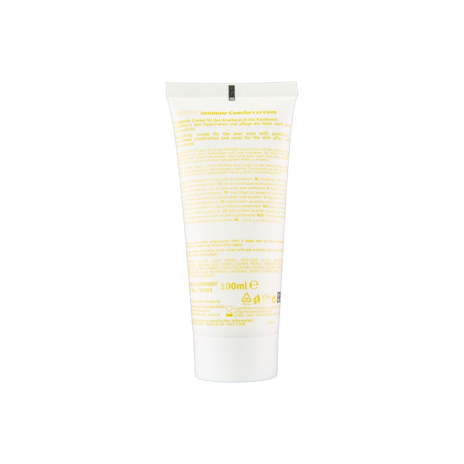 HOT PRORINO Sensitive Anal Comfort Cream 100 ml pflegende Analcreme mit Panthenol