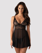 Obsessive - Idillia Babydoll und Tanga - Schwarz