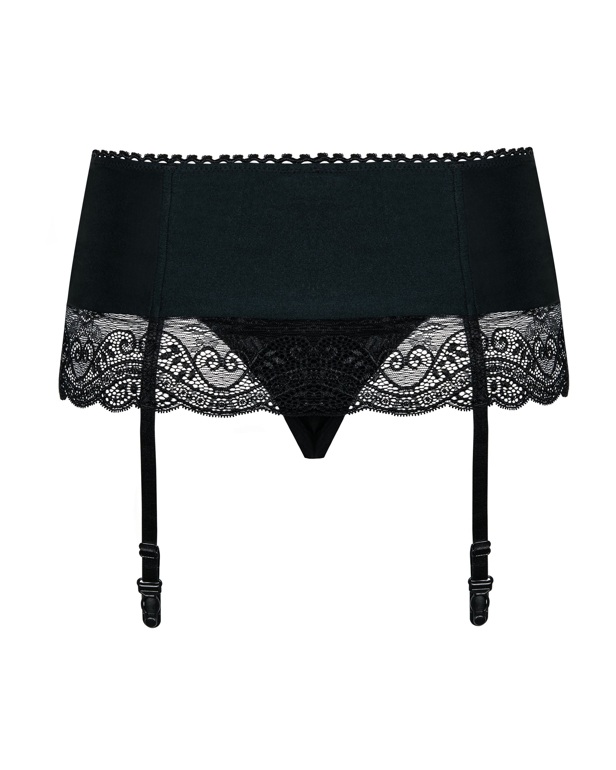 Obsessive - Miamor Jarretel Gordel Met String - Zwart