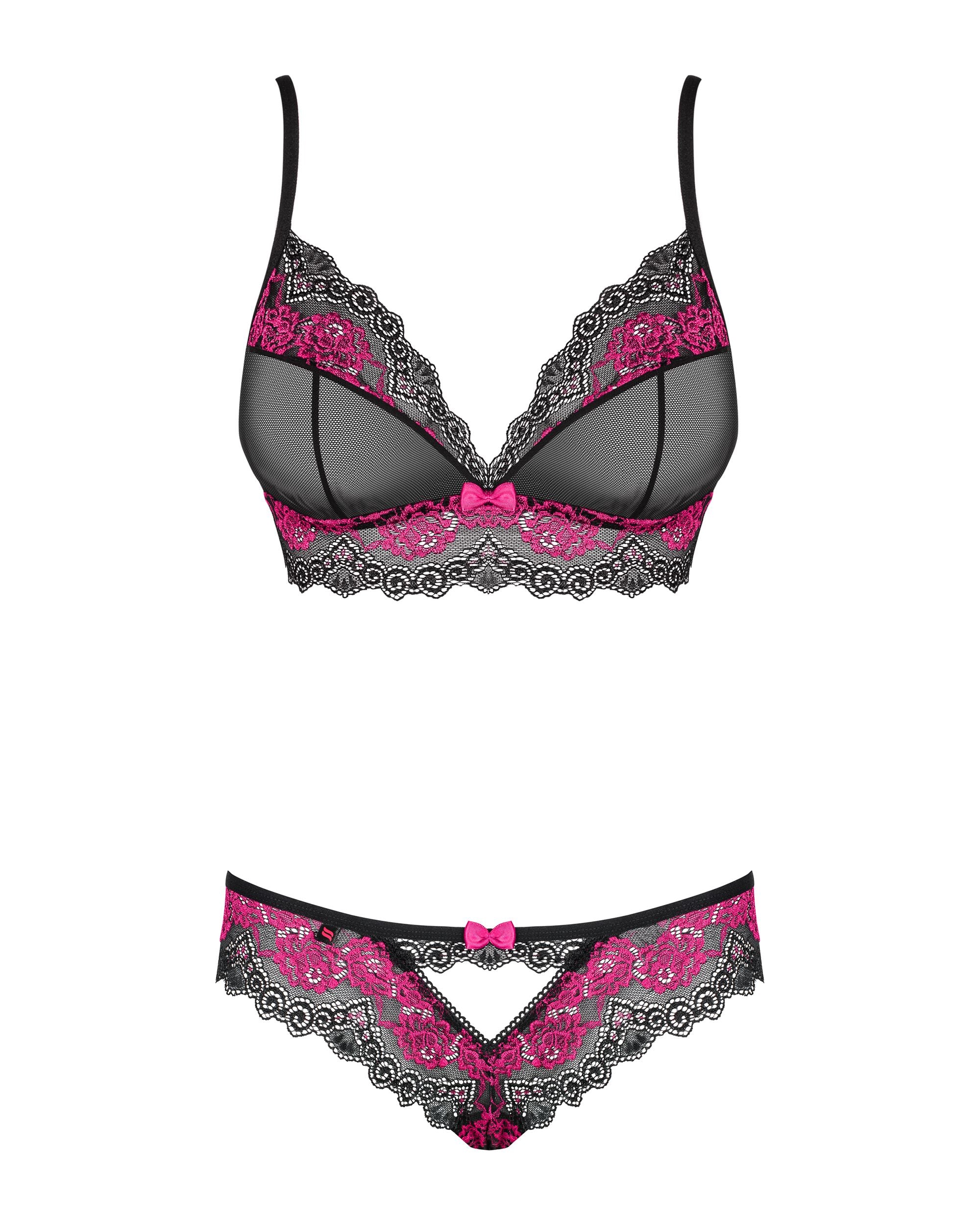 Obsessive - Tulia 2-Delige BH Set - Zwart/Roze