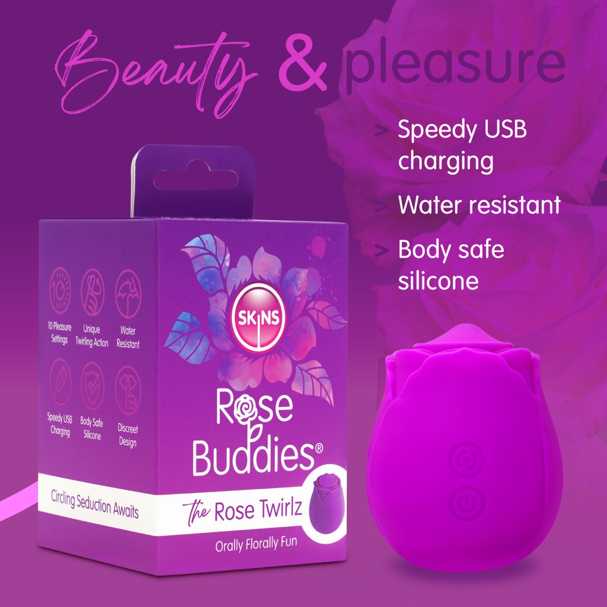 Skins - Rose Buddies The Rose Twirlz Vibrator - Klitoris Stimulator mit 10 Stufen