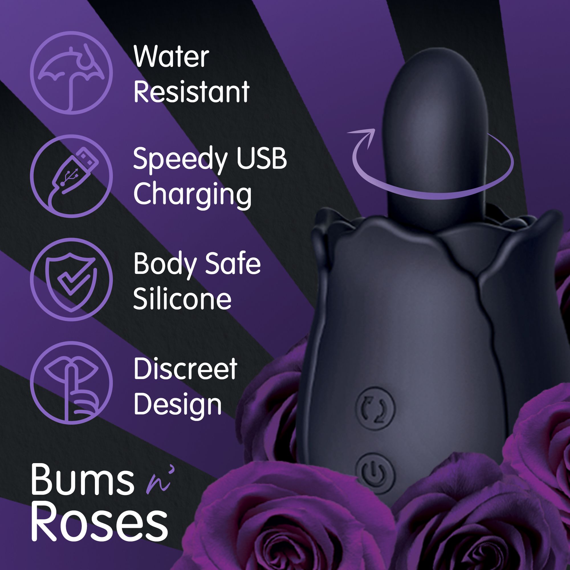 Skins - Bums N Roses Anal-Vibrator mit rotierender Zunge - Rose Buddies